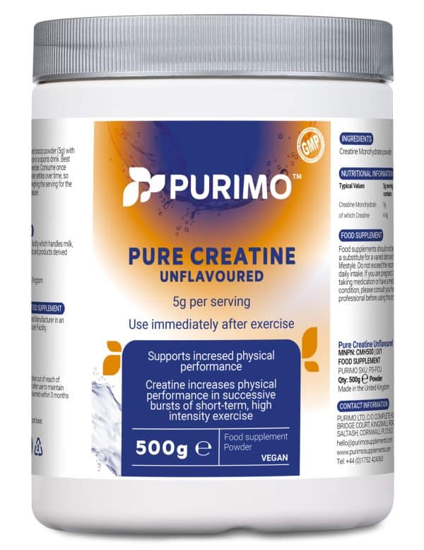 Pure Creatine Monohydrate Unflavoured front of tub