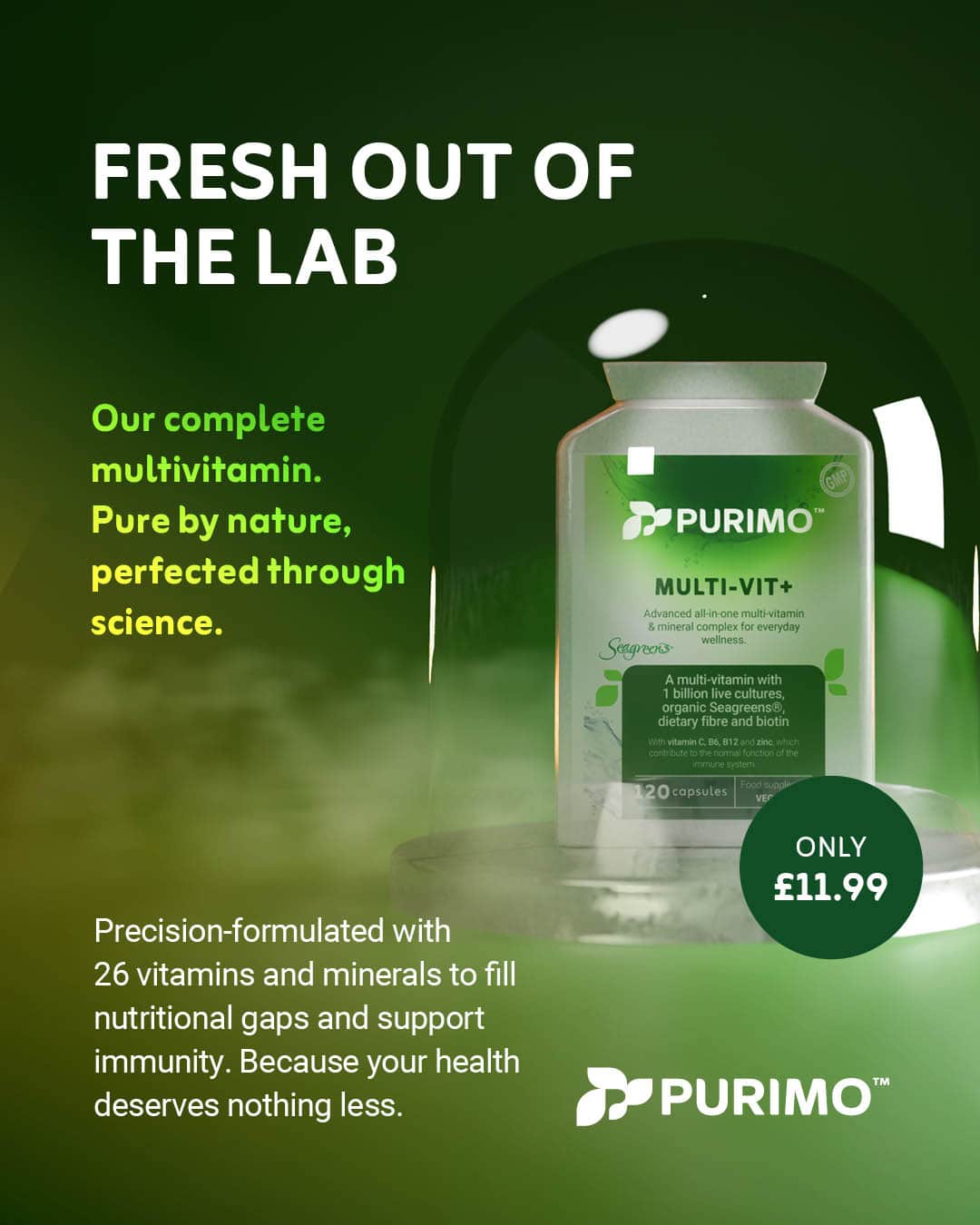 Fresh out of the lab, Purimo's new multivitamin is just £11.99.